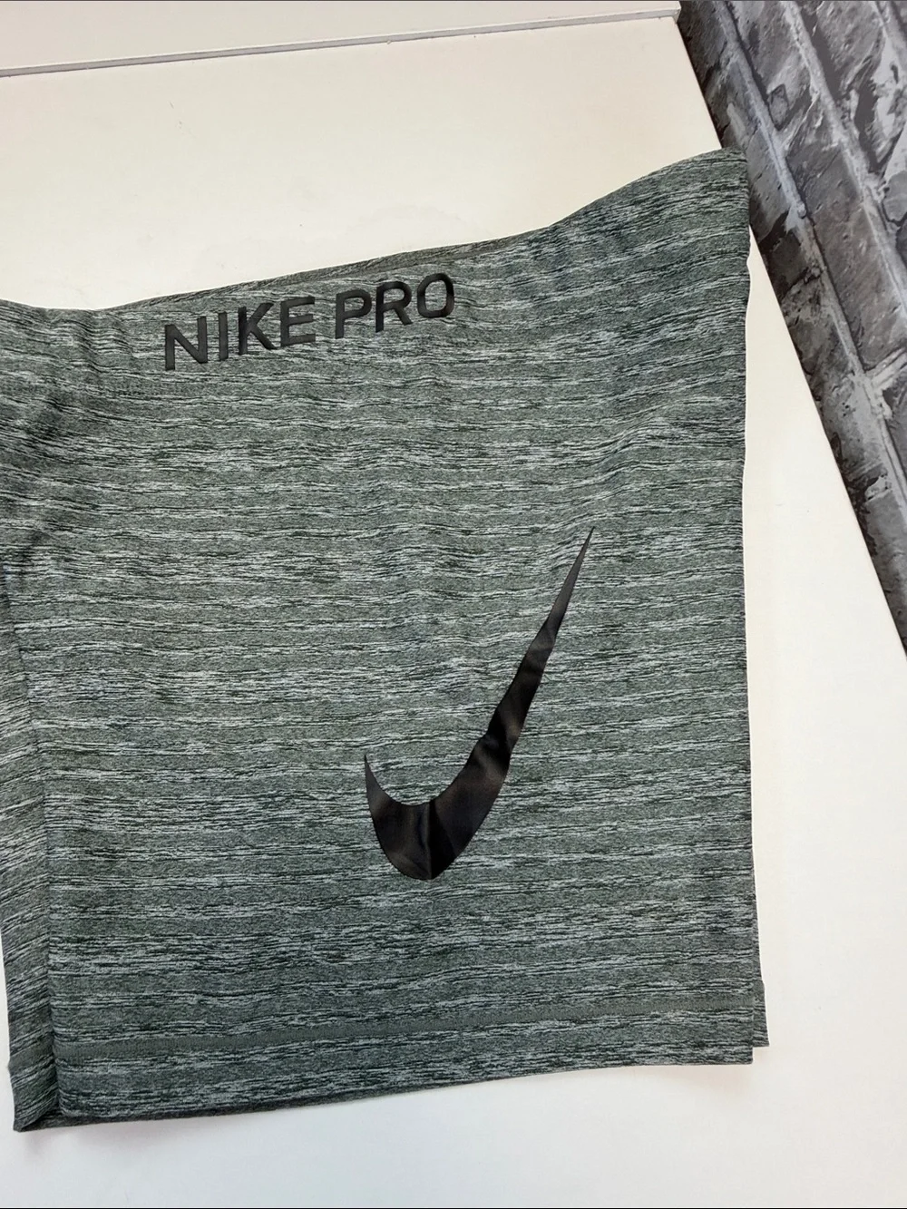 Nike Pro Grey / green Heather Performance Shorts‎ with Black Swoosh
